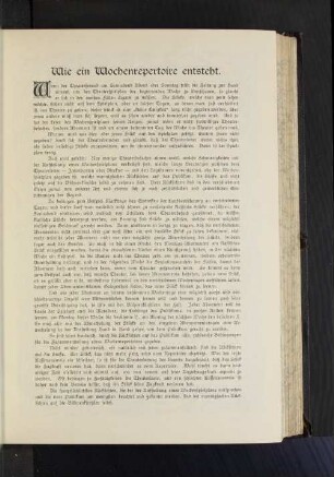 Wie ein Wochenrepertoire entsteht