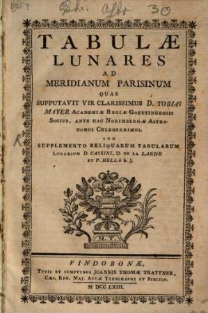 Tabulae Lunares ad Meridianum Paris