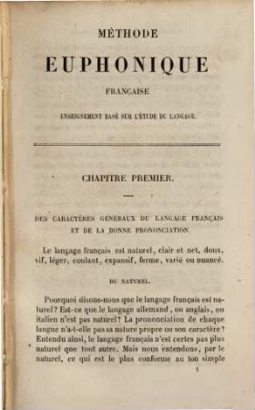 Méthode euphonique française, enseignement basé sur l'étude du langage