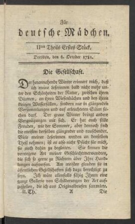 IIten Theils Erstes Stück