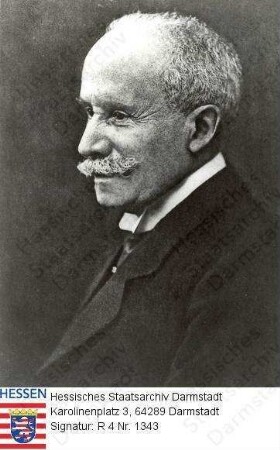 Kayser, Karl, Dr. jur. (1849-1925) / Porträt, rechtes Profil-Brustbild mit faks. Unterschrift