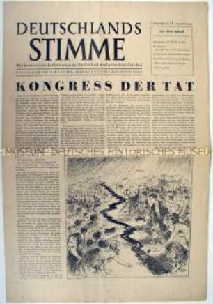 Wochenzeitung der "Volksbewegung für Einheit und gerechten Frieden" über den 1. Deutschen Volkskongress