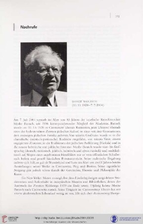 Moshe Barasch (10.10.1920-7.7.2004)