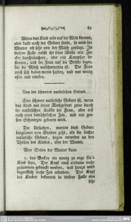 Von der schweren natürlichen Geburt