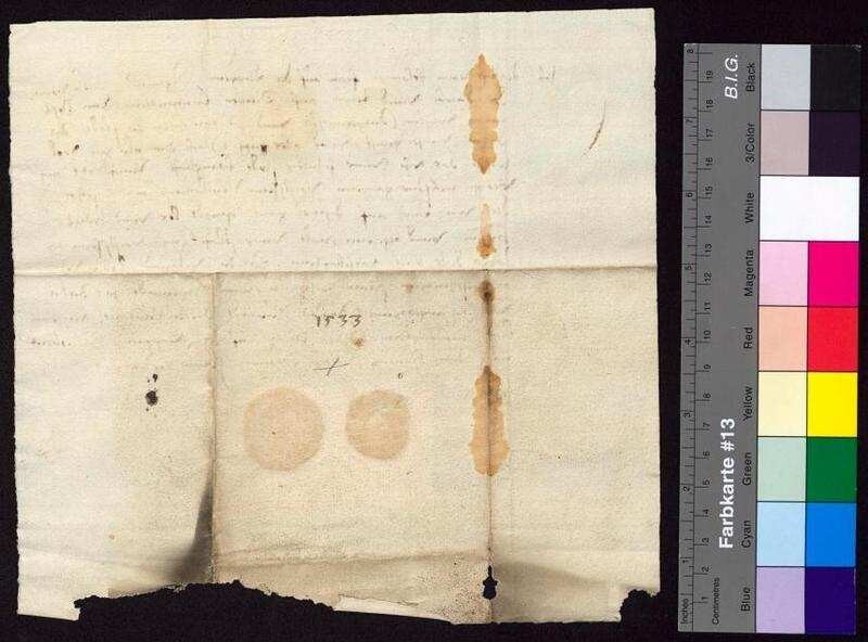 Beatrix von Kolowrat, Herrin auf Leipa, und Siegmund Berka von der Duba und Leipa ((auff Diewen (Dieven)) bestätigen Bürgermeister und Rat von Bautzen den Empfang der zu Georgi fälligen königlichen Rente i.H.v. 22 1/2 Schock. | Digitalisierung: Stadtarchiv Bautzen