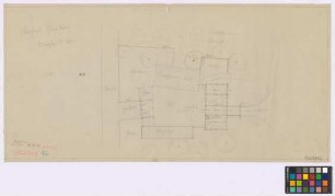 Gleisberg ([Amtshauptmannschaft] Döbeln): Mehnert. Lageplan mit. - Einfahrtsgebäude mit Pferdestall. - Altsitzerhaus. - Wohnhaus. - Kuhstall. - Misthaufen. - Scheune mit Hochfahrt (Grundriss)