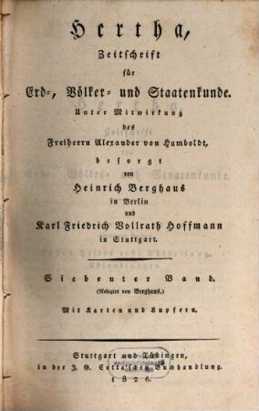 Hertha : Zeitschrift für Erd-, Völker- und Staatenkunde. 7. 1826
