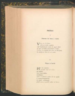 Poesías : I - Poemas de trino y duelo [y] II - Pájaro a bordo [y] III - Falso pájaro [y] IV - El ciego y el pájaro[y] Poemas de flor y fruto