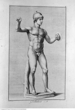 Recueil des marbres antiques qui se trouvent dans la galerie du roy de Pologne à DresdenTafel 9 - Gladiateur