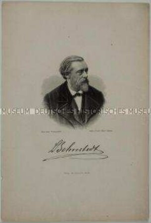 Brustbildnis des deutsch-russischen Architekten Ludwig Bohnstedt - Blatt mit faksimilierter Unterschrift des Dargestellten