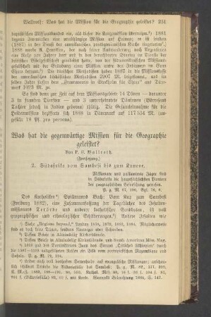 Was hat die gegenwärtige Mission für die Geographie geleistet