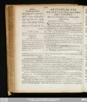 Articulus XVI. De Servatore Nostro Iesu Chirsto.
