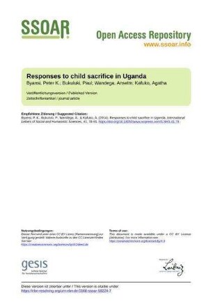 Responses to child sacrifice in Uganda