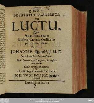 Disputatio Academica De Luctu