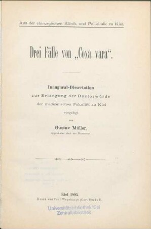 Drei Fälle von "Coxa vara"