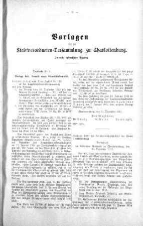 In nicht öffentlicher Sitzung. (1.), 07. Januar 1914