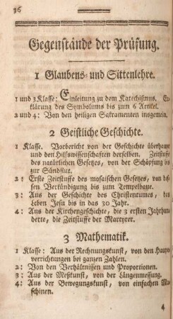 Gegenstände der Prüfung.