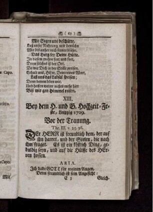 XIII. Bey dem H. und B. Hochzeit-Feste, Leipzig 1729