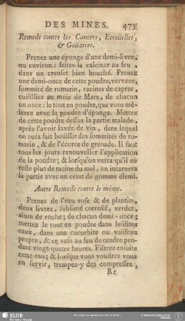 Remede contre les Cancers, Ecroüelles, & Goüatres