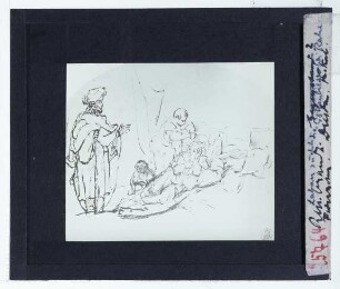 Rembrandt, Laban sucht die Götzenbilder bei Rahel (Zeichnung) (Dresden KK C 1368)