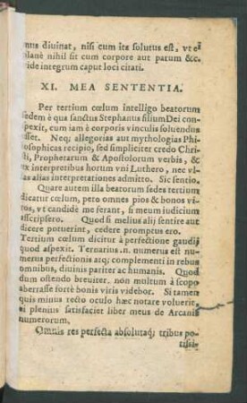 XI. Mea Sententia.