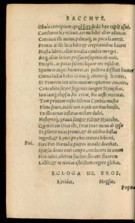 Ecloga IIII. Eros.