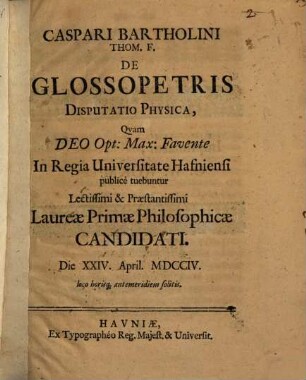De glossopetris disputatio physica