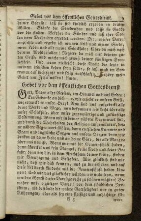 Gebet vor dem öffentlichen Gottesdienst.