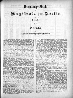 No. II. Bericht der stätischen Grundeigentums-Deputation