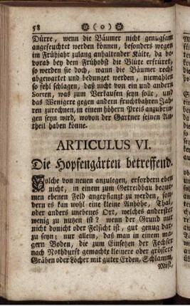 Articulus VI. Die Hopfengärten betreffend.