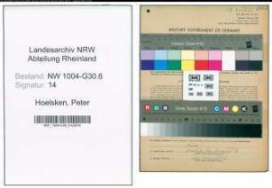 Entnazifizierung Peter Hoelsken , geb. 24.01.1889 (Verlademeister)