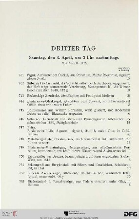 Dritter Tag: Samstag, den 4. April, um 3 Uhr nachmittags (Nr. 741-1176)