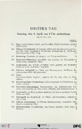 Dritter Tag: Samstag, den 4. April, um 3 Uhr nachmittags (Nr. 741-1176)