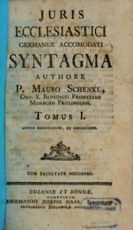 Juris Ecclesiastici Germaniae Accomodati Syntagma, 1