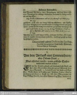 V. [Anderes Bedencken]