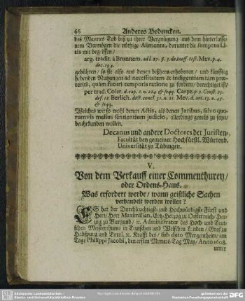V. [Anderes Bedencken]