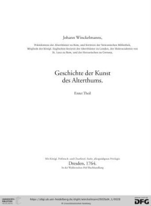 Geschichte der Kunst des Alterthums. Erster Theil