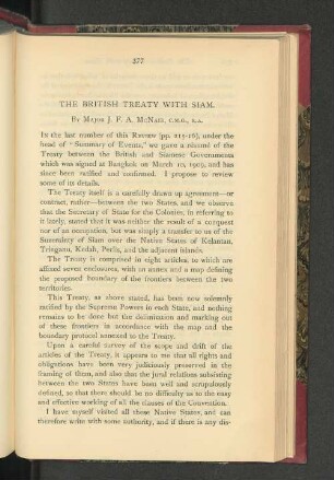 The British Treaty with Siam.