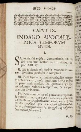 Caput IX. Indago Apocalyptica Temporum Mundi.