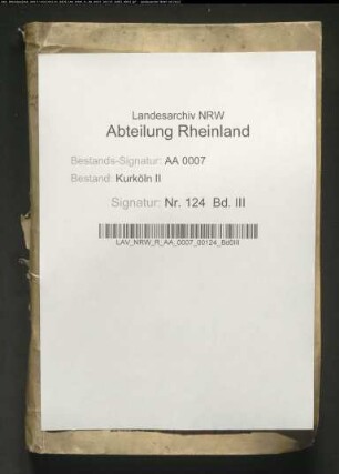 Reskripte des Kurfürsten an den Statthalter Hugo Franz Graf von Königsegg (Akten des Statthalters), Bd. 3