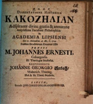 Diss. hist. kakozēlian