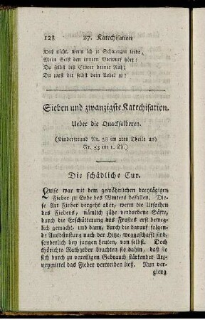 Sieben und zwanzigste Katechisation. Ueber due Quacksalberey.