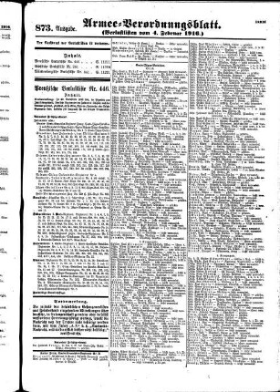 873. Ausgabe. Freitag, 4. Februar 1916