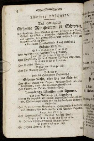 Zweiter Abschnitt. Das Herzogliche Geheime Ministerium - zu Schwerin