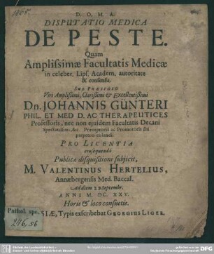 Disputatio medica de peste