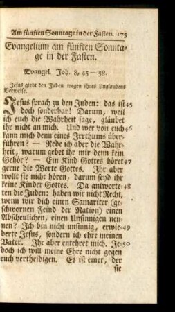 Evangelium am fünften Sonntage in der Fasten