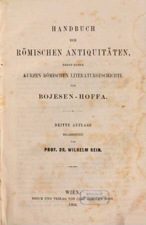 Handbuch der römischen Antiquitäten : nebst einer kurzen römischen Literaturgeschichte