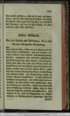 Achter Abschnitt. Von den Ursachen und Wirkungen, der zu den Wunden schlagenden Entzündung