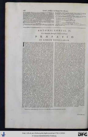 Antonii Contii JC. ... Praefatio In Librum Novellarum.