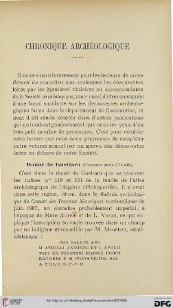 Sér. 4: Chronique archéologique